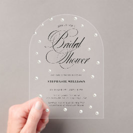 Weißes Perlen-Brautparty Acryleinladungen