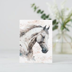 Weißes Pferd   Aquarell-Design   Postkarte