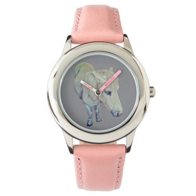 Weißes Pferd Armbanduhr (Vorderseite)