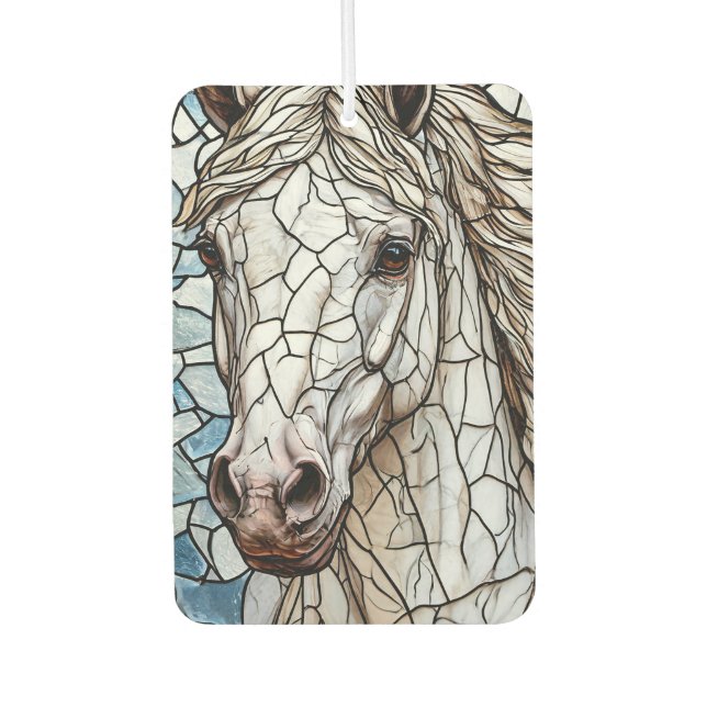 Weißes Pferd Autolufterfrischer (Vorderseite)