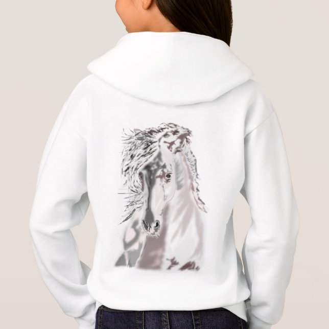 Weißes Pferd Hoodie (Rückseite)