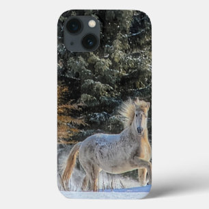 Weißes Pferd im Winterschnee-Foto Case-Mate iPhone Hülle