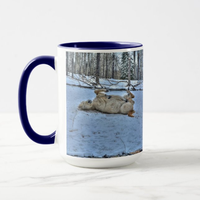 Weißes Pferd im Winterschnee Tasse (Links)