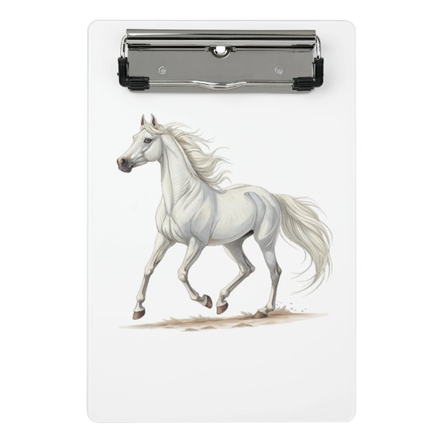 Weißes Pferd Mini Klemmbrett (Vorderseite)