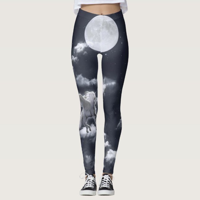 Weißes Pferd: Mondlicht. Leggings (Vorderseite)