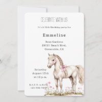 Weißes Pferd Pink Bow Floral Geburtstag