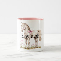 Weißes Pferd Pink Bow Floral Geburtstag