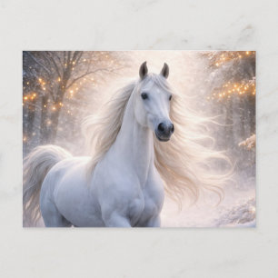 Weißes Pferd Schnee Weihnachten Saison Grüße