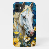 Weißes Pferd und Blume