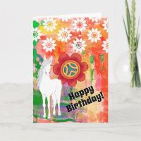 Weißes Pferd und Blume farbenfrohe Hippie zum Gebu