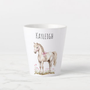 Weißes Pferd und Blume Milchtasse