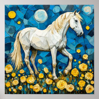 Weißes Pferd und Blume