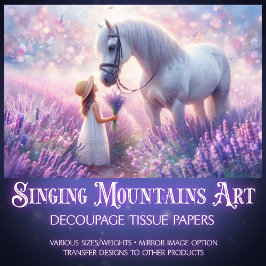 Weißes Pferd und Mädchen im Lavendel-Wiese-Dekoupa Seidenpapier