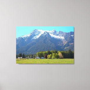 Weißes Pferd und Ranch Leinwanddruck