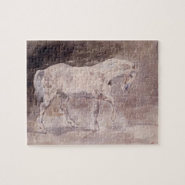 Weißes Pferd (von Eugene Delacroix) Puzzle (Horizontal)