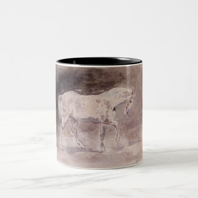 Weißes Pferd (von Eugene Delacroix) Zweifarbige Tasse (Mittel)