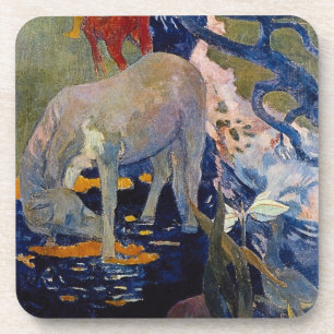 Weißes Pferd von Paul Gauguin, Vintage Kunst Getränkeuntersetzer
