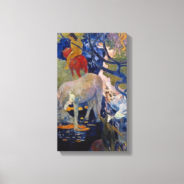 Weißes Pferd von Paul Gauguin, Vintage Kunst Leinwanddruck (Vorderseite)