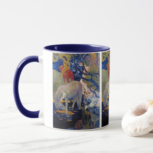 Weißes Pferd von Paul Gauguin, Vintage Kunst Tasse (Mit Donut)