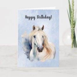 Weißes Pferd zum Geburtstag glücklich Karte