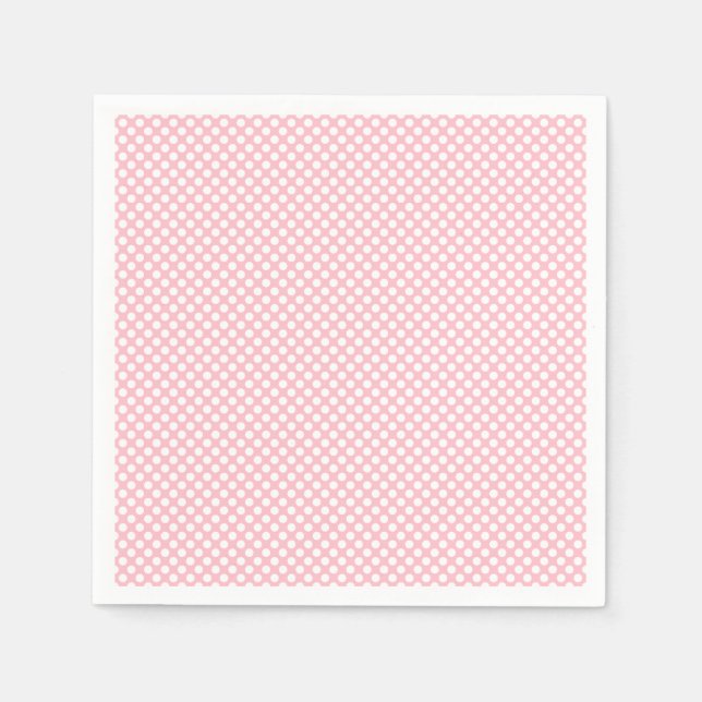 Weißes Pink-Polka-Dosenpapier Serviette (Vorderseite)