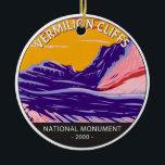 Weißes Pocket für das Nationaldenkmal von Vermilio Keramik Ornament<br><div class="desc">Vermilion Cliffs National Monument Vektorgrafik Design. Dieses Nationaldenkmal schützt die Paria-Hochebene,  die Klippen von Vermilion,  die Coyote-Buttes und den Paria-Canyon.</div>