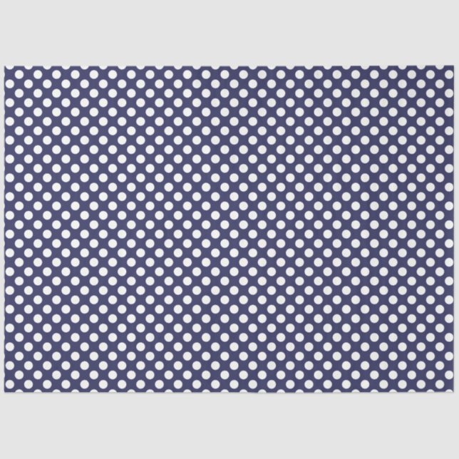 Weißes Polka-Dot-Papier für Navy und Blau Seidenpapier (Vorderseite)