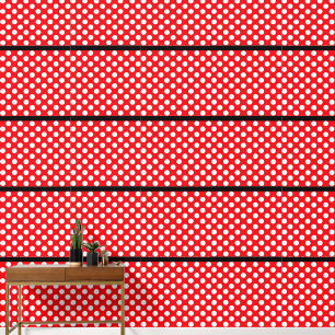 Weißes Polka Dot Rotes Schwarzes Peel und Tick-Tap Tapete