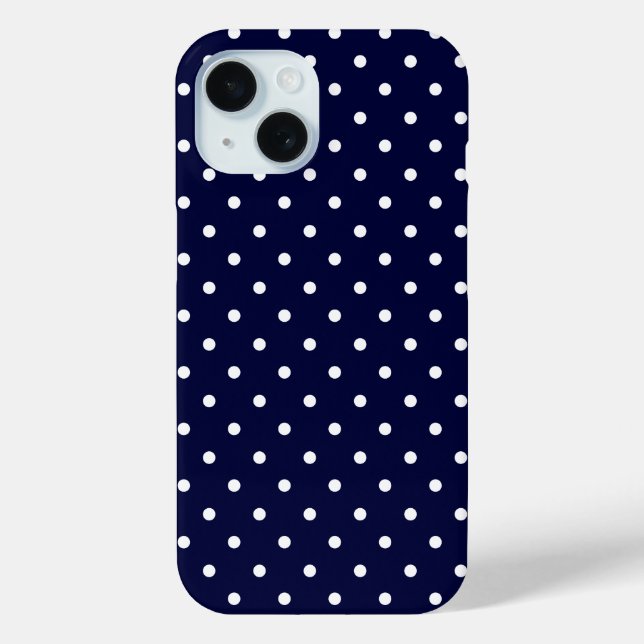 Weißes Polka-Dotter-Muster auf Navy Blue Case-Mate iPhone Hülle (Rückseite)