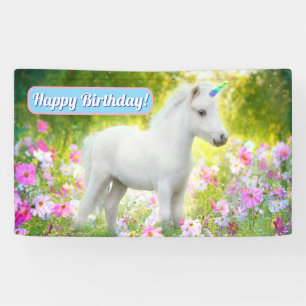 Weißes Pony Einhorn Banner