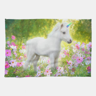 Weißes Pony Einhorn Geschirrtuch