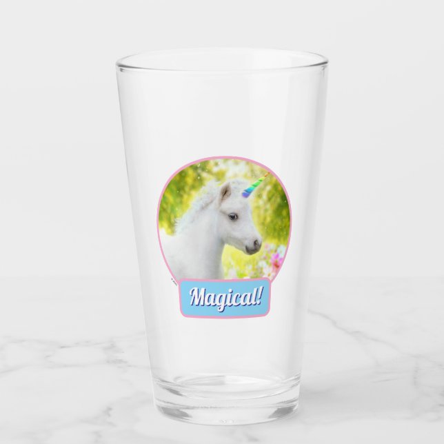 Weißes Pony Einhorn Glas (Vorderseite)