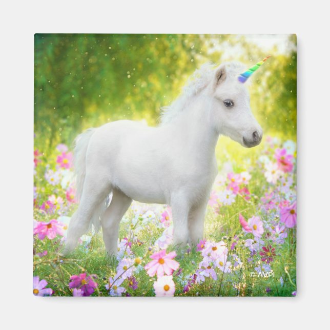 Weißes Pony Einhorn Magnet (Vorne)