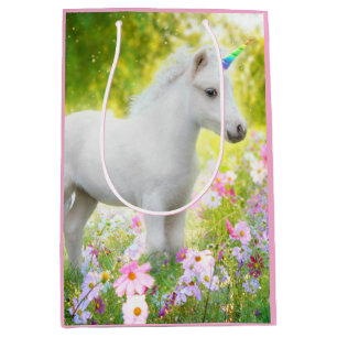 Weißes Pony Einhorn Mittlere Geschenktüte