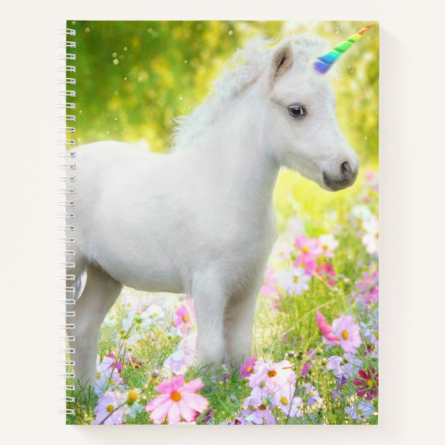 Weißes Pony Einhorn Notizbuch (Vorderseite)