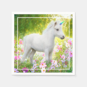 Weißes Pony Einhorn Serviette