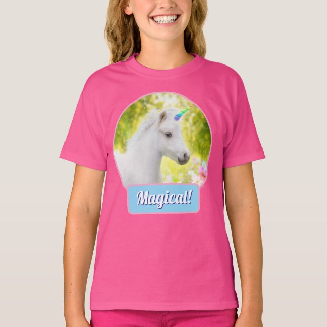 Weißes Pony Einhorn T-Shirt (Vorderseite)