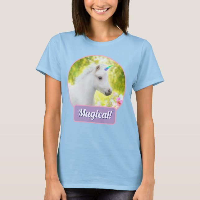 Weißes Pony Einhorn T-Shirt (Vorderseite)