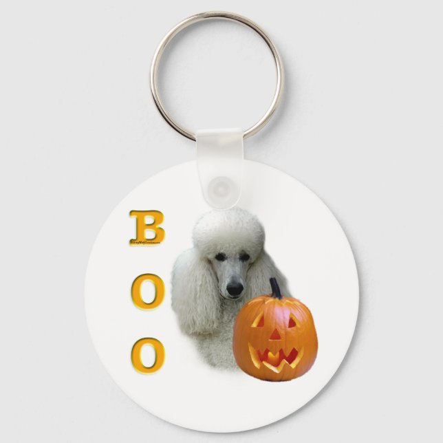 Weißes Poodle Boo Schlüsselanhänger (Vorderseite)