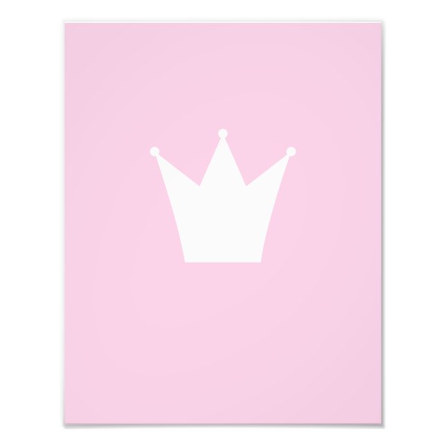 Weißes Princess Crown auf Baby Pink Hintergrund Fotodruck (Vorne)
