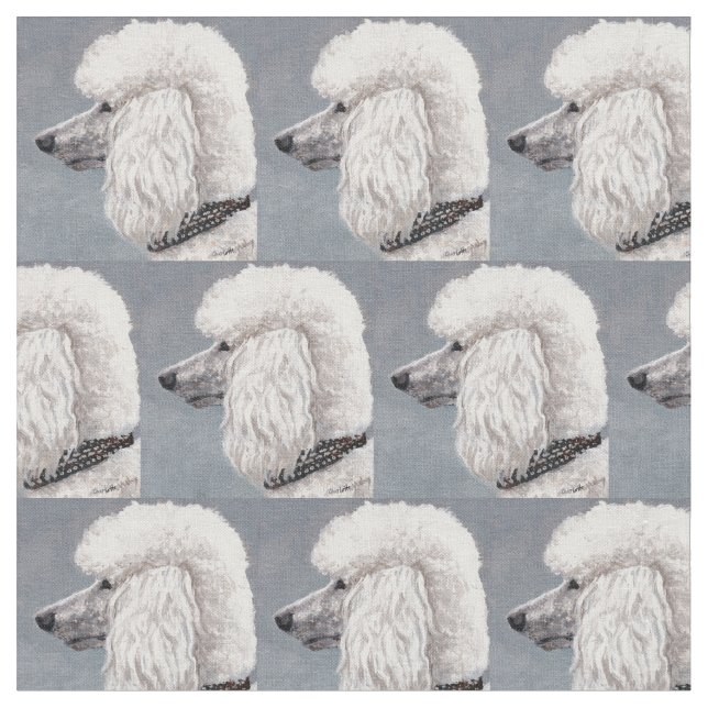 Weißes Pudel-Hundekunst-Gewebe Stoff (Nahaufnahme)