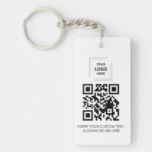 Weißes QR-Logo Kontakt teilen Minimal Business Des Schlüsselanhänger