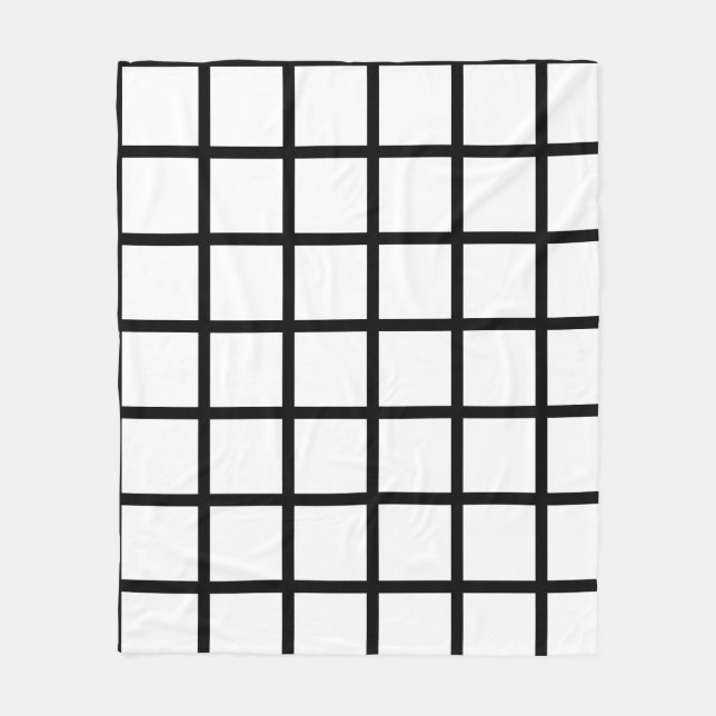 Weißes quadratisches Muster mit schwarzen Rändern Fleecedecke (Vorderseite)