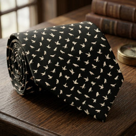 Weißes Raben-Vogel-Muster – gotisches Geschenk für Krawatte