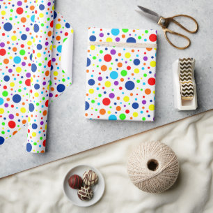 Weißes Rainbow Spots Wrapping Paper Geschenkpapier