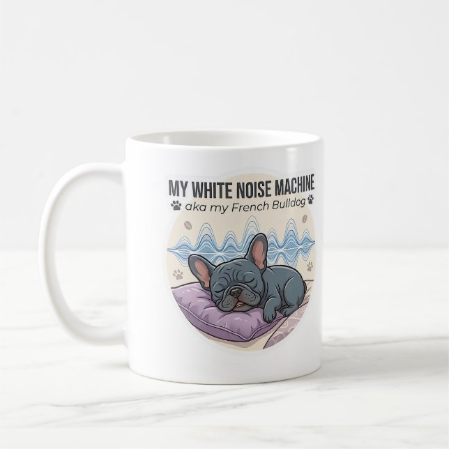 Weißes Rauschgerät Frenchie Aufkleber Kaffeetasse (Links)