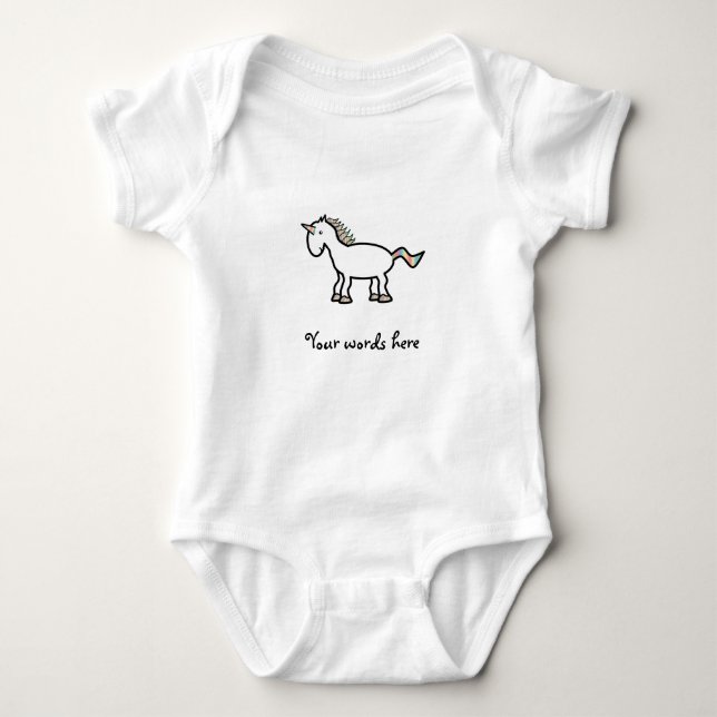 Weißes Regenbogen-Einhorn Baby Strampler (Vorderseite)
