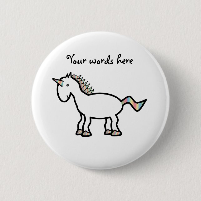 Weißes Regenbogen-Einhorn Button (Vorderseite)