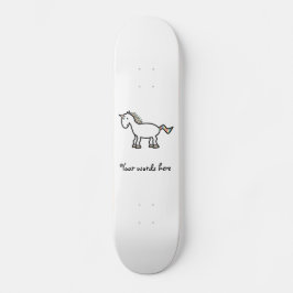 Weißes Regenbogen-Einhorn Skateboard
