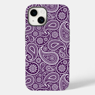 Weißes Retro-Paisleymuster auf Lila Case-Mate iPhone Hülle